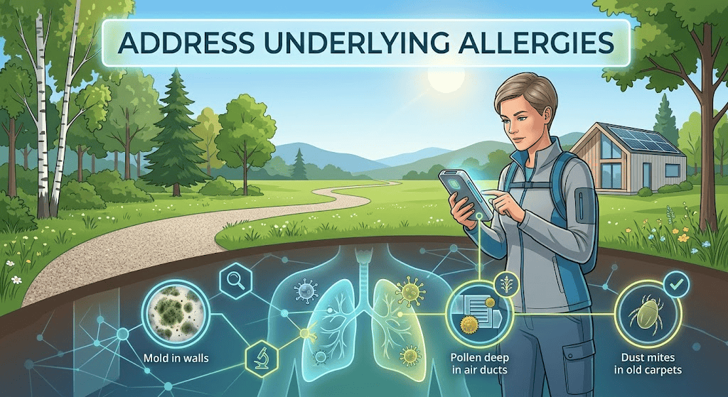 Treating allergies to reduce histamine-driven dark circles