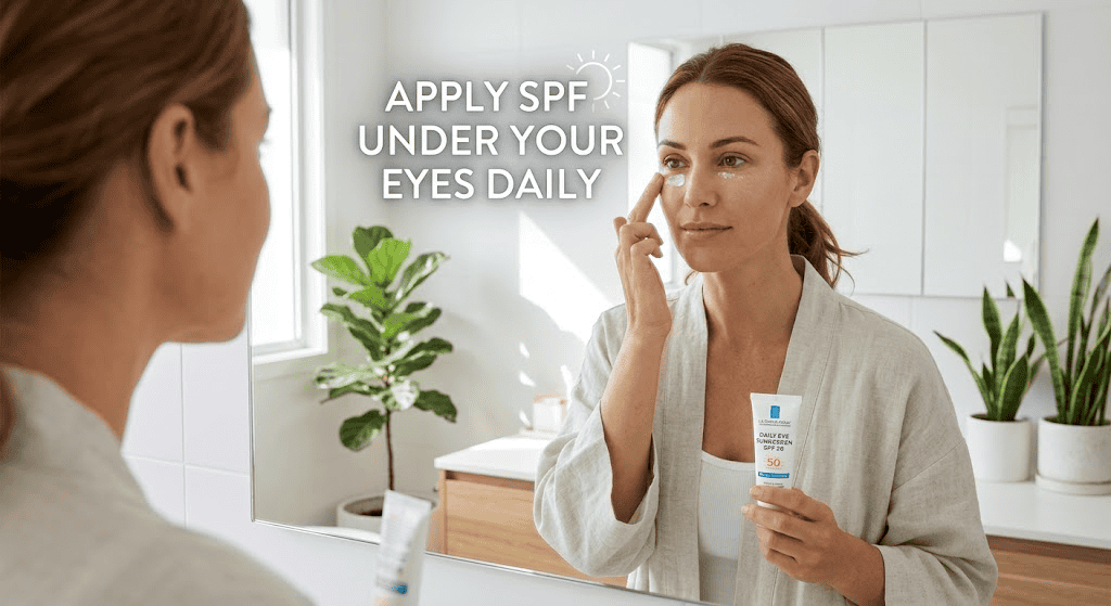 Applying mineral SPF under the eyes to prevent pigmentation