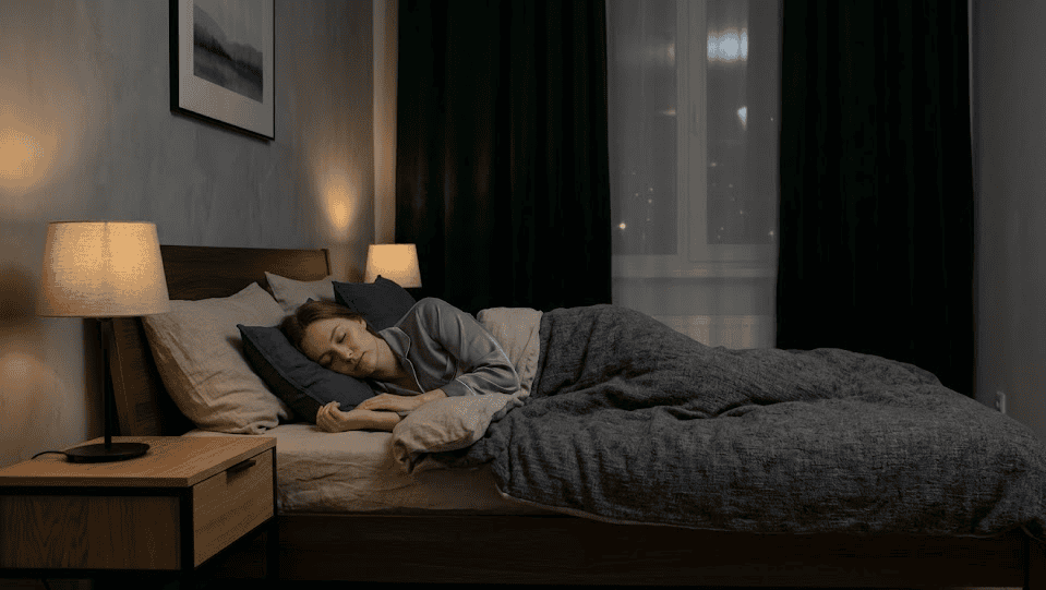 Resting in a dark room for natural headache relief