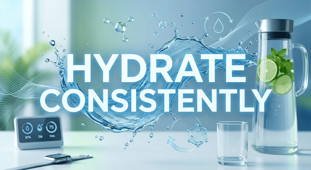 Staying well hydrated to reduce sunken, shadowed under-eyes