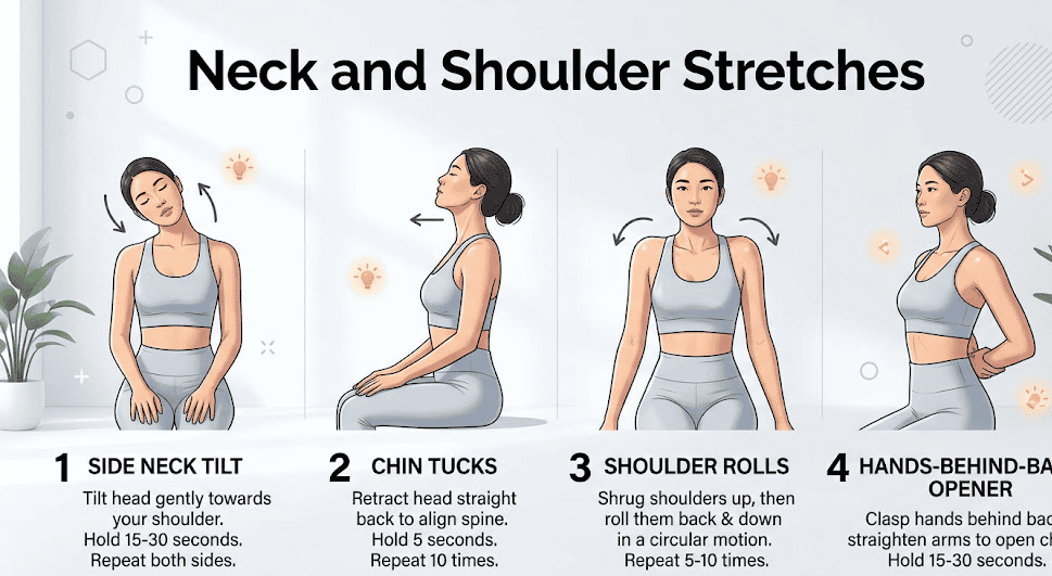 Neck and shoulder stretches for natural headache relief